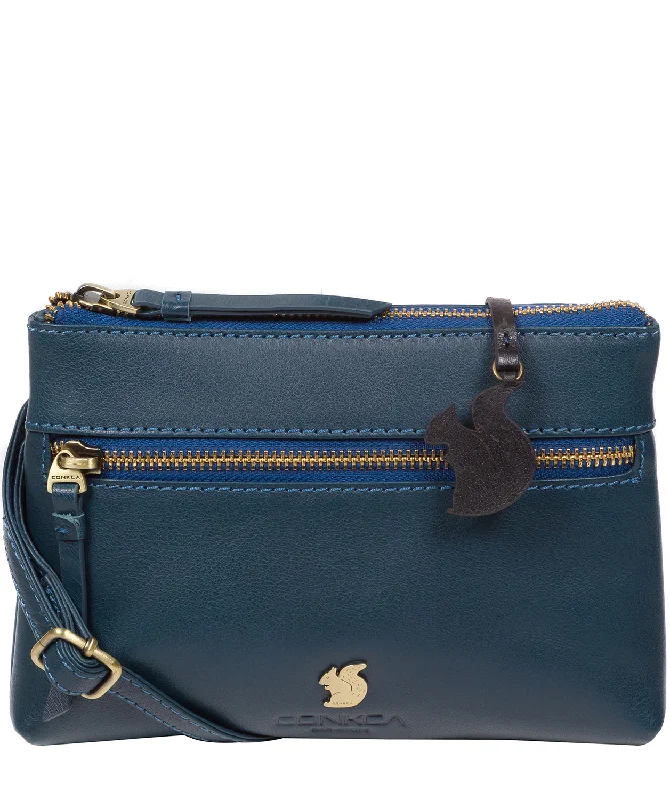 'Sweetie' Snorkel Blue Leather Cross Body Bag Stylish Totes, Special Discounts