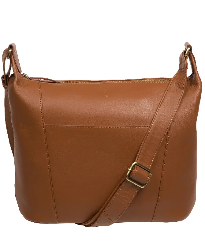 'Talisha' Tan Leather Shoulder Bag Statement Handbags At Unbeatable Discounts