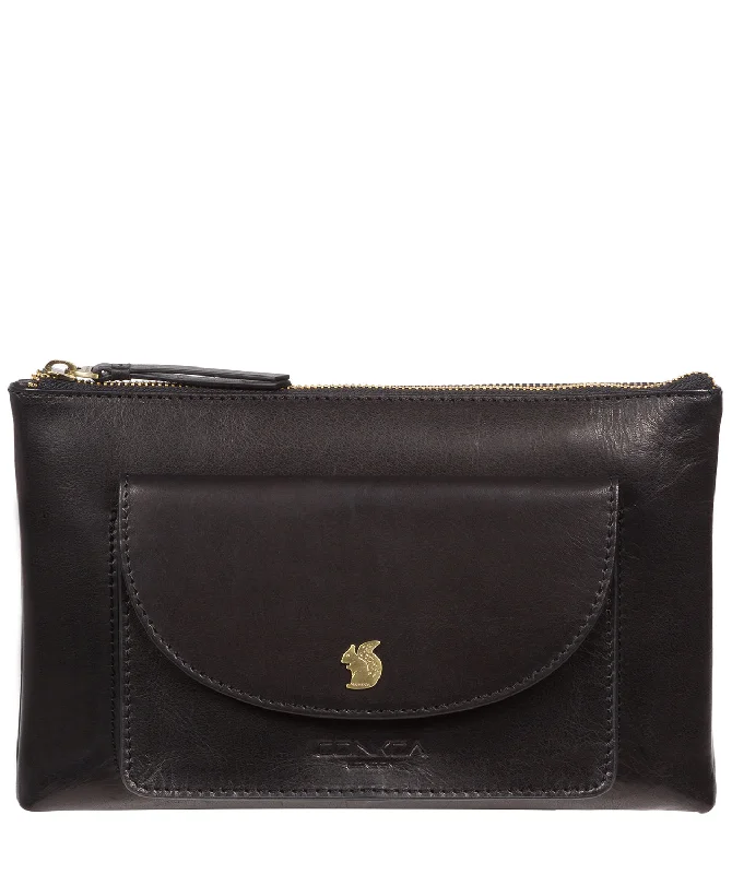 'Treasure' Black Leather Clutch Bag