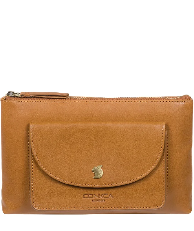 'Treasure' Dark Tan Leather Clutch Bag