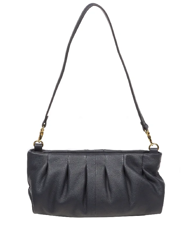 'Victoria' Navy Nappa Leather Grab Clutch Bag