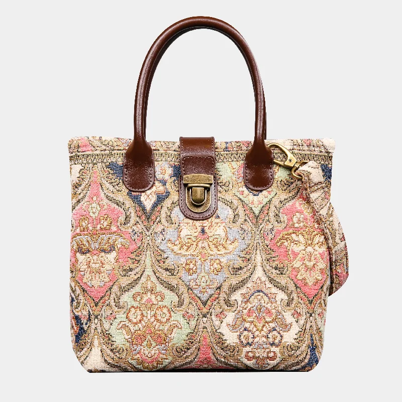 Golden Age Pink Tuck Lock Carpet Satchel Affordable Elegance, Grab Yours