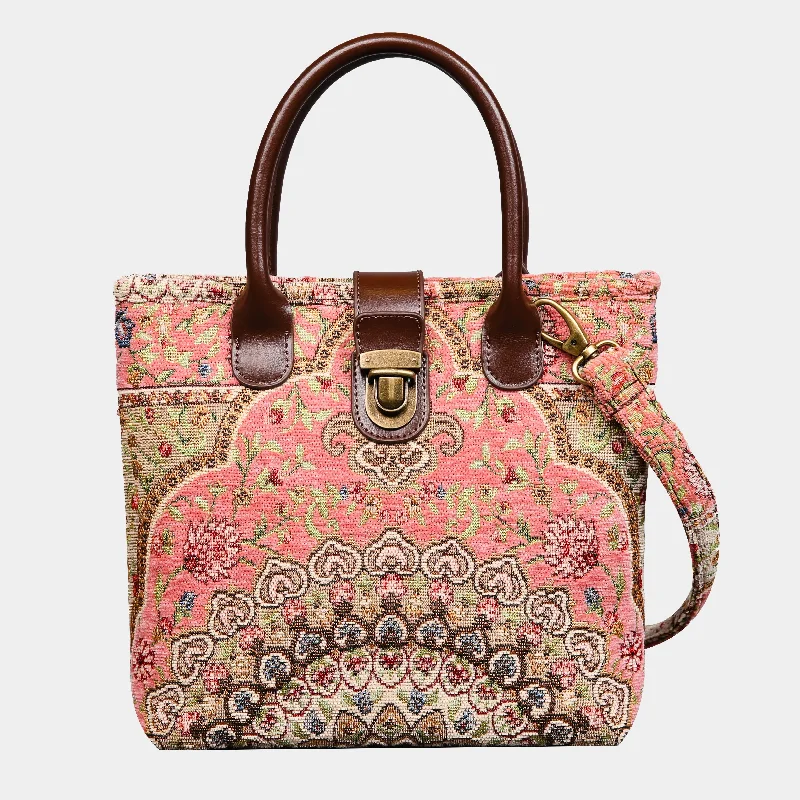 Oriental Pink Tuck Lock Carpet Satchel Everyday Handbags At Wallet-Friendly Rates