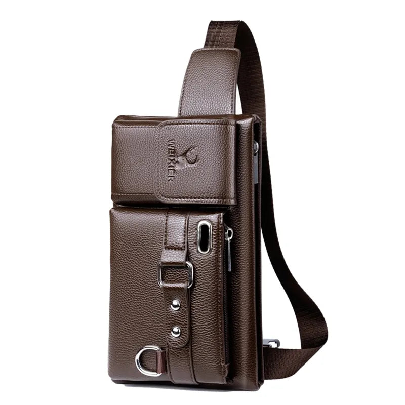 Classic Leather-Look Multi-Functional Waist Crossbody Bag