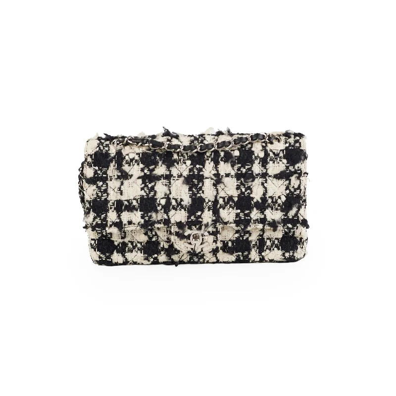Chanel Classic Flap M/L Tweed Sequin Black Flash Sale On Designer Bags