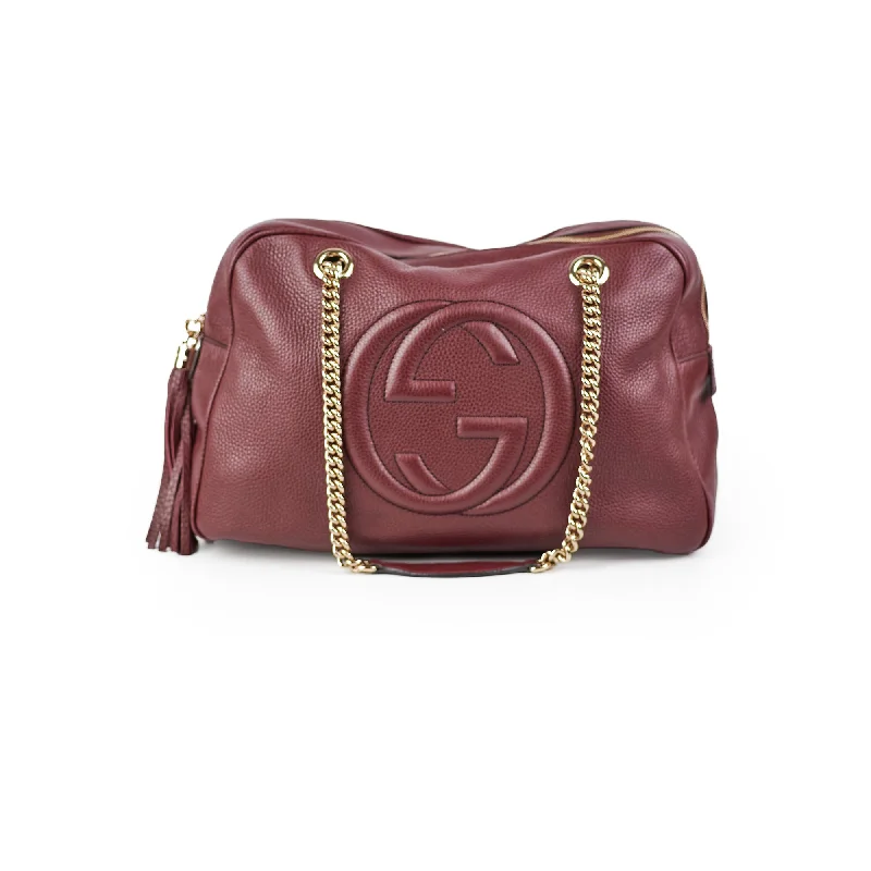 Spacious And Discounted Bags Gucci Soho Medium Chain Bag Burgundy Best-Selling Bags Now At Exclusive Promotional Prices