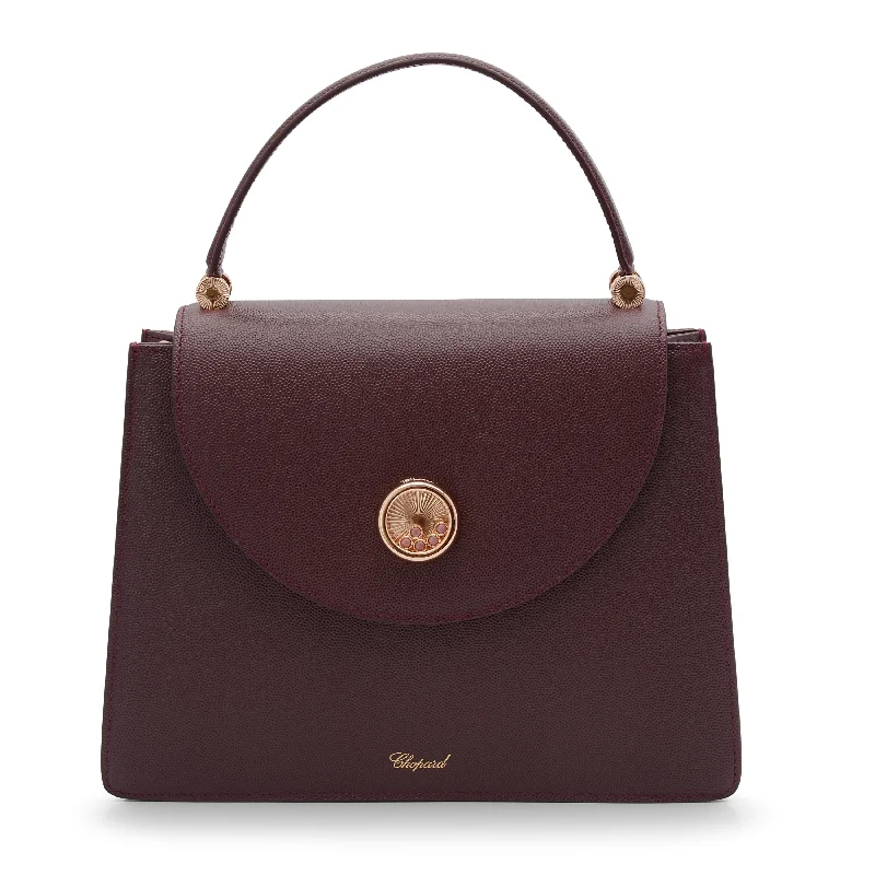 Sleek Style Discounts Chopard Happy Bordeaux Leather Shoulder Bag 95000-0889 Chic Handbags At Special Promotional Prices