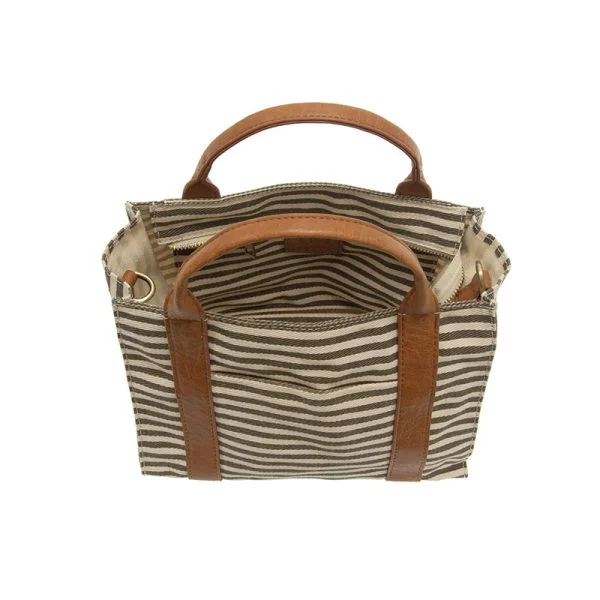 Dive Into Trendy Styles Gwen Striped Canvas Tote - L8169-15 -   Women's  NEUTRAL & WHITE Premium Handbags At Exclusive Prices