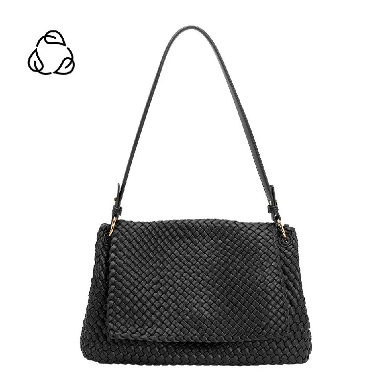Cool Prices Natalia Black Woven Recycled Vegan Shoulder Bag Luxury Bags, Budget Prices Cool Prices Natalia Black Woven Recycled Vegan Shoulder Bag Luxury Bags, Budget Prices