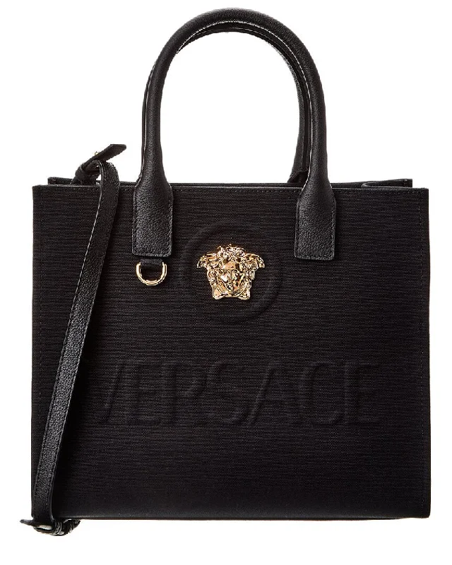 Office Professionals Versace La Medusa Canvas & Leather Tote Trendy & Timeless Bags, Now On Sale Office Professionals Versace La Medusa Canvas & Leather Tote Trendy & Timeless Bags, Now On Sale