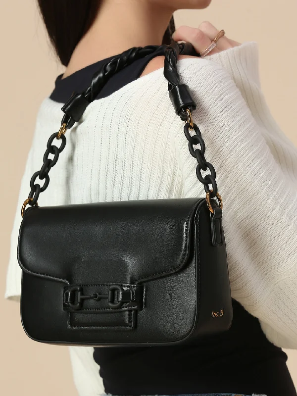 Bags With Seasonal Sales Women Black Solid PU Braided Sling Bag Classic Totes At Unbeatable Deals Bags With Seasonal Sales Women Black Solid PU Braided Sling Bag Classic Totes At Unbeatable Deals