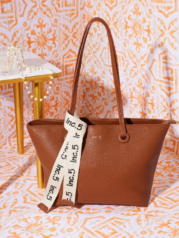 Crazy Discounts, Hurry Up Women Brown Textured Structured Tote Bag Sleek And Stylish Handbags At Lower Prices Crazy Discounts, Hurry Up Women Brown Textured Structured Tote Bag Sleek And Stylish Handbags At Lower Prices