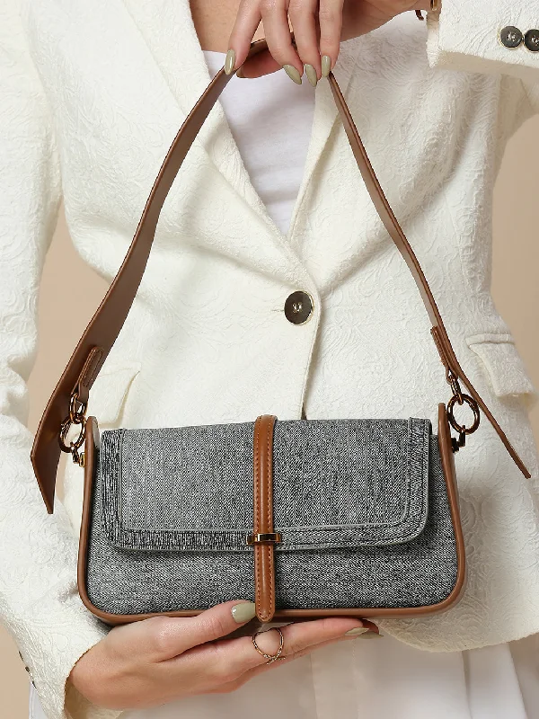 Women Denim Solid Structured Sling Bag Luxury Handbags, Budget-Friendly