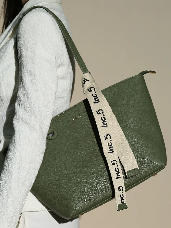 Women Green Textured Structured Tote Bag Trendy Purses At Exclusive Promotional Rates