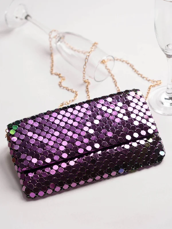 Designer Bags For Luxury Collectors Women Purple Dual Toned Embellished Foldover Clutch Limited-Stock Handbag Sale For A Stylish Look Designer Bags For Luxury Collectors Women Purple Dual Toned Embellished Foldover Clutch Limited-Stock Handbag Sale For A Stylish Look