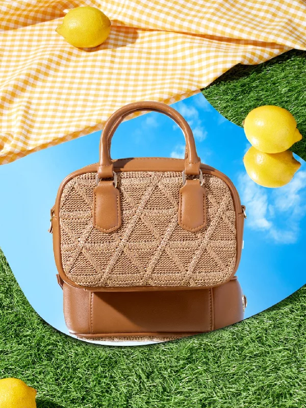 Bid Farewell To The Old Season Women Tan Textured Structured Sling Bag with Quilted Luxury Handbags At Budget-Friendly Rates Bid Farewell To The Old Season Women Tan Textured Structured Sling Bag with Quilted Luxury Handbags At Budget-Friendly Rates