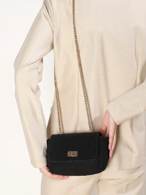 Bags For Personalized Gifts Women's Black Textured Sling Bag Affordable Elegance, Grab Yours Bags For Personalized Gifts Women's Black Textured Sling Bag Affordable Elegance, Grab Yours