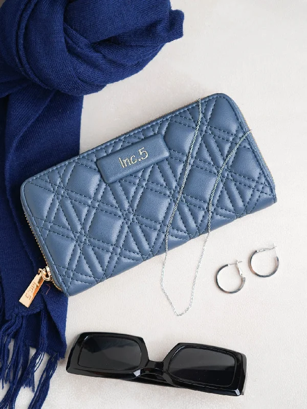 Cozy Handbags With Clearance Prices Women's Blue Textured Bifold Wallet Luxury Bags, Budget Prices Cozy Handbags With Clearance Prices Women's Blue Textured Bifold Wallet Luxury Bags, Budget Prices
